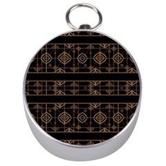 Dark Geometric Abstract Pattern Silver Compass by dflcprints