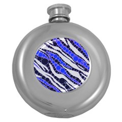 Blue Zebra Bling  Hip Flask (round) by OCDesignss