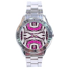 Pink Black Zebra  Stainless Steel Watch by OCDesignss