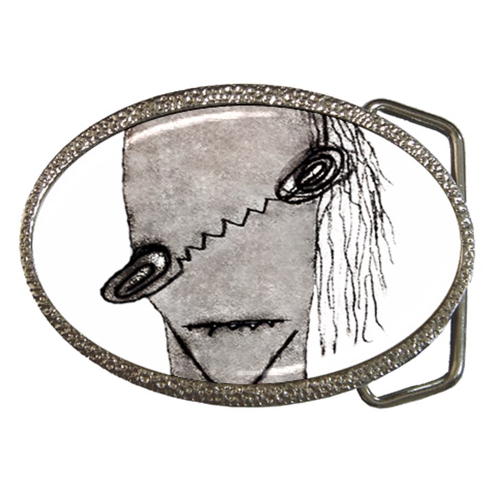 Vampire Monster Illustration Belt Buckle (Oval)