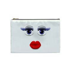 Face With Blue Eyes Cosmetic Bag (medium)