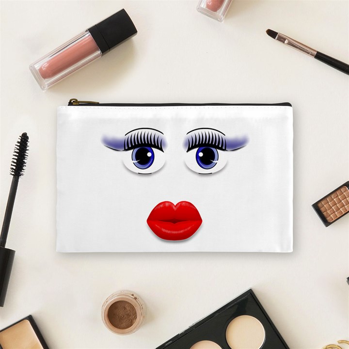 Face with Blue Eyes Cosmetic Bag (Medium)