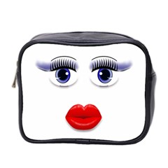 Face With Blue Eyes Mini Toiletries Bag (two Sides)