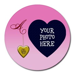 A Golden Rose Heart Locket 8  Mouse Pad (Round)