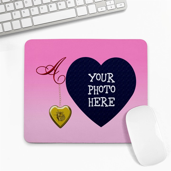 A Golden Rose Heart Locket Large Mouse Pad (Rectangle)