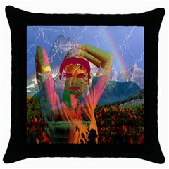 Fusion With The Landscape Black Throw Pillow Case by icarusismartdesigns