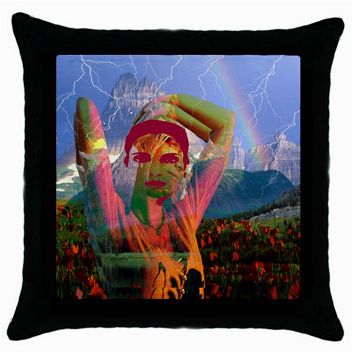 Fusion With The Landscape Black Throw Pillow Case