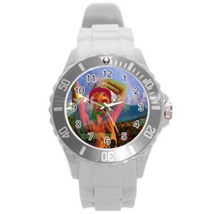 Fusion With The Landscape Plastic Sport Watch (large) by icarusismartdesigns