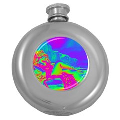 Seaside Holiday Hip Flask (round) by icarusismartdesigns