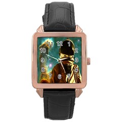 Lost In The Starmaker Rose Gold Leather Watch  by icarusismartdesigns