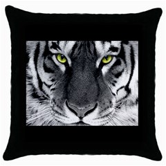 Tiger Eyes Black Throw Pillow Case by KattsKreations