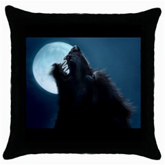 Werewolf Howl Black Throw Pillow Case by KattsKreations