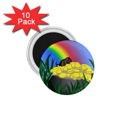 Pot Of Gold With Gerbil 1 75  Button Magnet (10 Pack) by designedwithtlc