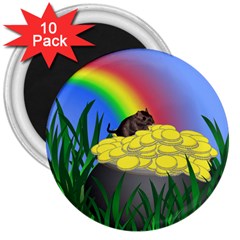 Pot Of Gold With Gerbil 3  Button Magnet (10 Pack) by designedwithtlc