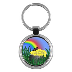 Pot Of Gold With Gerbil Key Chain (round) by designedwithtlc