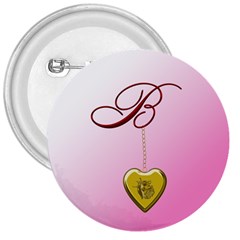 B Golden Rose Heart Locket 3  Button