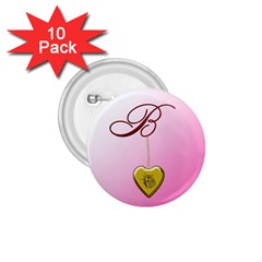 B Golden Rose Heart Locket 1 75  Button (10 Pack)