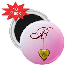 B Golden Rose Heart Locket 2 25  Button Magnet (10 Pack)