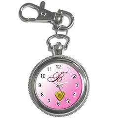 B Golden Rose Heart Locket Key Chain Watch