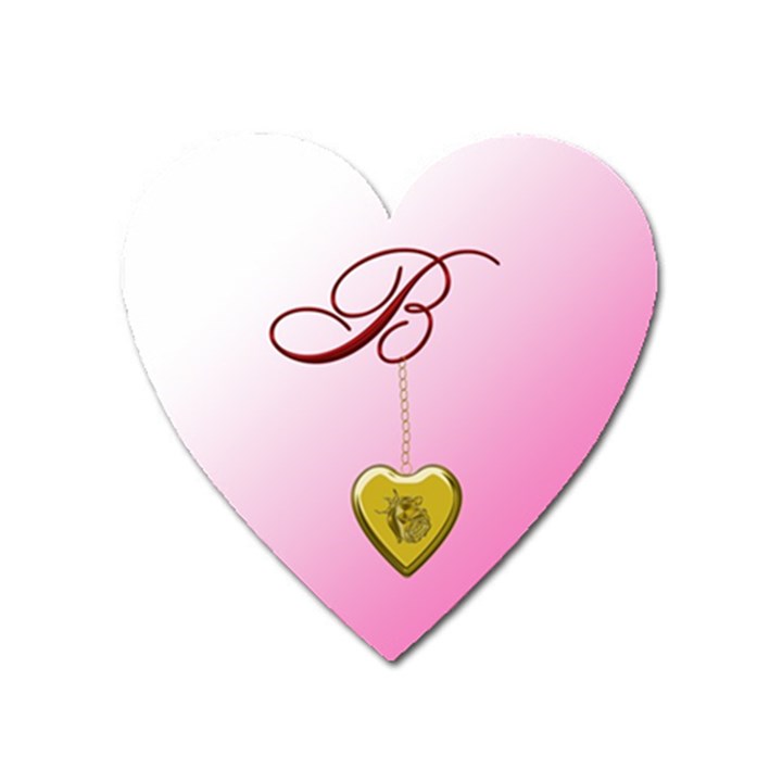 B Golden Rose Heart Locket Magnet (Heart)