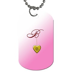 B Golden Rose Heart Locket Dog Tag (one Sided)