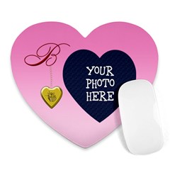 B Golden Rose Heart Locket Mouse Pad (Heart)