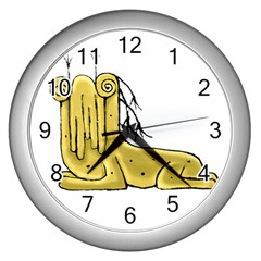 Fantasy Cute Monster Character 2 Wall Clock (silver) by dflcprints