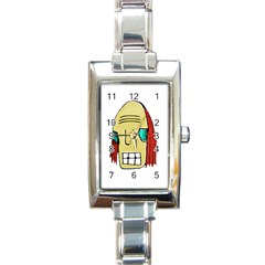 Cool Young Man Character Portrait Rectangular Italian Charm Watch by dflcprints