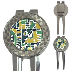 Colorful Tribal Abstract Pattern Golf Pitchfork & Ball Marker by dflcprints