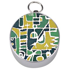 Colorful Tribal Abstract Pattern Silver Compass by dflcprints