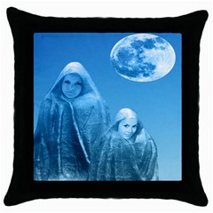 Full Moon Rising Black Throw Pillow Case by icarusismartdesigns