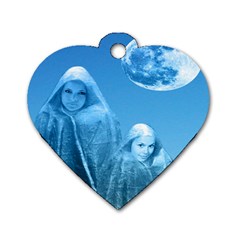 Full Moon Rising Dog Tag Heart (one Sided)  by icarusismartdesigns