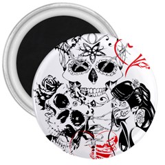 Skull Love Affair 3  Button Magnet