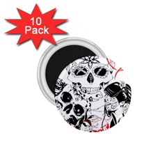 Skull Love Affair 1 75  Button Magnet (10 Pack) by vividaudacity