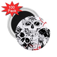 Skull Love Affair 2 25  Button Magnet (100 Pack) by vividaudacity