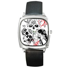 Skull Love Affair Square Leather Watch by vividaudacity