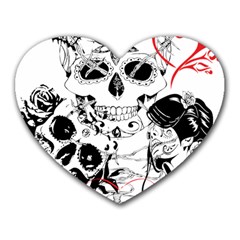 Skull Love Affair Mouse Pad (heart) by vividaudacity