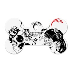 Skull Love Affair Dog Tag Bone (two Sided) by vividaudacity