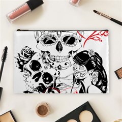 Skull Love Affair Cosmetic Bag (large) by vividaudacity