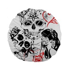 Skull Love Affair 15  Premium Flano Round Cushion 