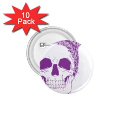 Purple Skull Bun Up 1 75  Button (10 Pack) by vividaudacity