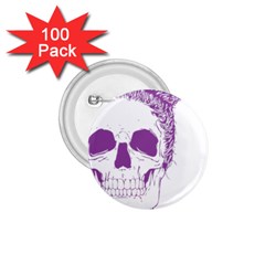 Purple Skull Bun Up 1 75  Button (100 Pack) by vividaudacity