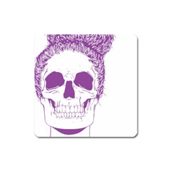 Purple Skull Bun Up Magnet (square) by vividaudacity