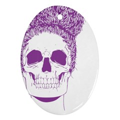 Purple Skull Bun Up Oval Ornament (two Sides) by vividaudacity