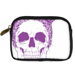 Purple Skull Bun Up Digital Camera Leather Case