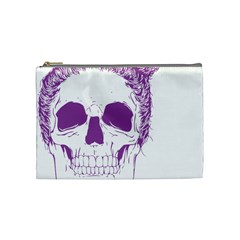 Purple Skull Bun Up Cosmetic Bag (medium) by vividaudacity