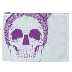 Purple Skull Bun Up Cosmetic Bag (xxl) by vividaudacity