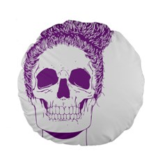 Purple Skull Bun Up 15  Premium Flano Round Cushion  by vividaudacity