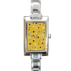 Abstract Geometric Shapes Design In Warm Tones Rectangular Italian Charm Watch by dflcprints