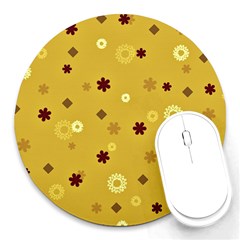 Abstract Geometric Shapes Design In Warm Tones 8  Mouse Pad (round) by dflcprints